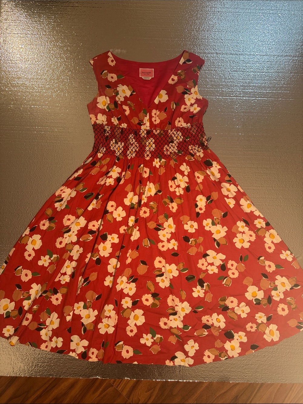 Kate Spade Botanical Garden Poplin Smocked Midi Dress - Minor Flaw